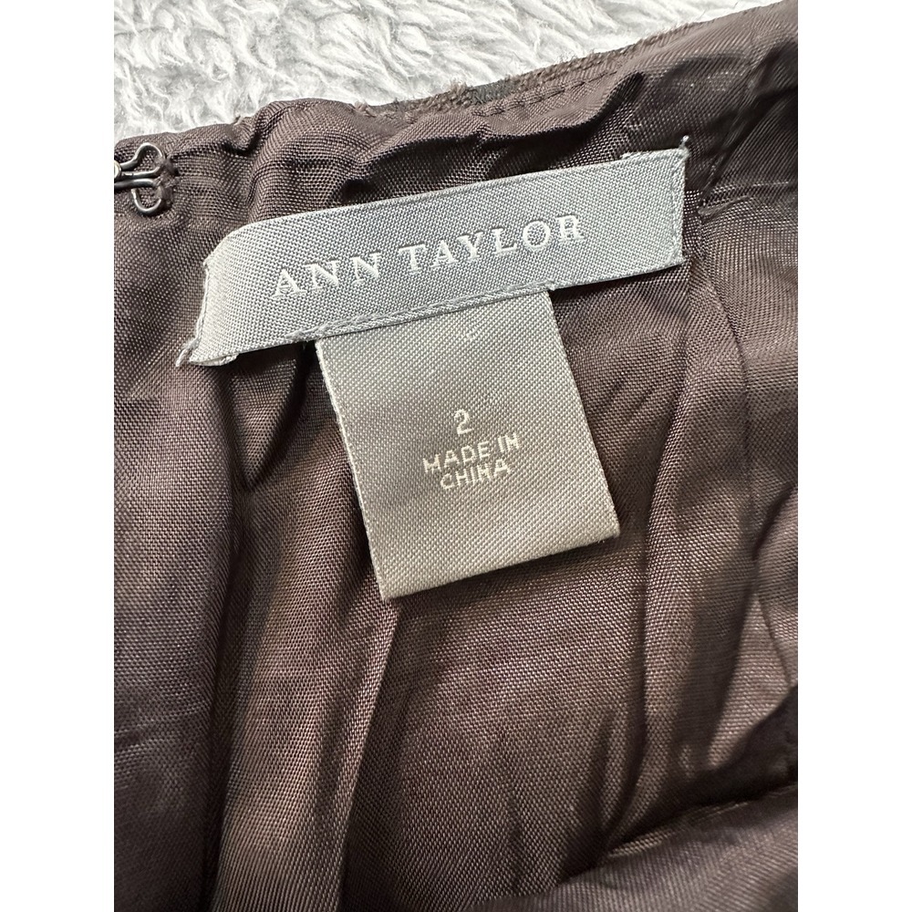 Ann Taylor Skirt Size 2 Brown Leopard‎ With Faux Pockets Wool - Picture 3 of 6